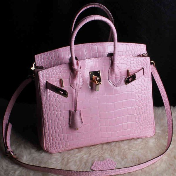 

fd64102940 autumn and winter new makaron erie crocodile pattern portable one houlder cow leather bag 25cm