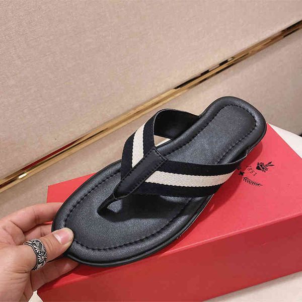 

slippers guangzhou men's slippers striped outdoor casual leather beach flip flops fu5c, Black