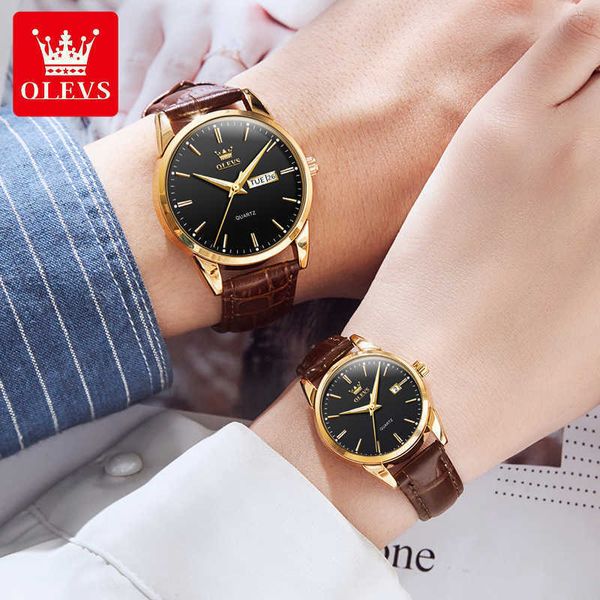 

fashion brand men's women's watch olevs waterproof quartz watch wholesale, Slivery;brown