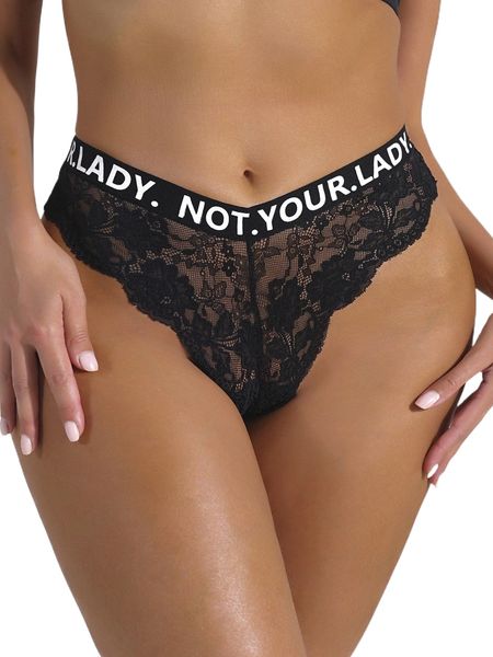 

letter tape lace panty u5fu#, Black;red