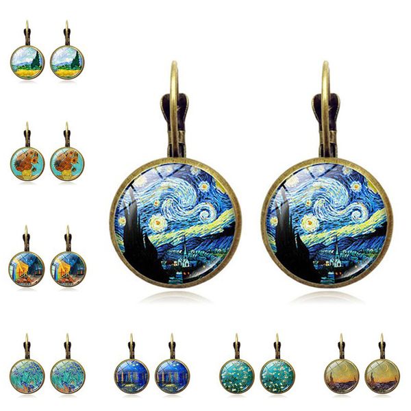 

star moon night sunflower time earrings female jewelry ear hook, Golden;silver