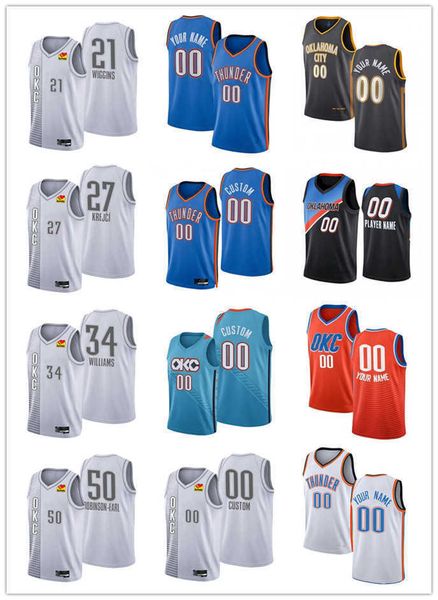 

75th custom oklahoma''city thunder''21 aaron wiggins 34 kenrich williams 27 vit krejci 50 jeremiah robinson-earl basketb, Black;red