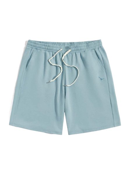 

men bird embroidered drawstring waist shorts a1ui#, White;black