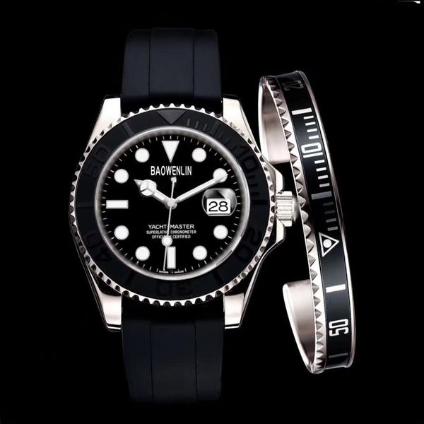 

watch ym 42 mm rubber belt resistance diving crime dial 2813 nautical style automatic luxury watches men wristwatches iced out mon297h, Slivery;brown