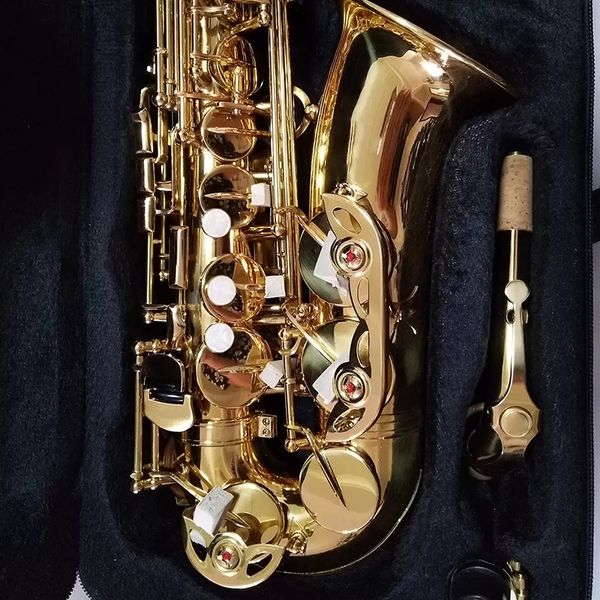 Golden E-Tune Professional Alto Saxofone Original One a um YAS-82Z Estrutura Brass Plaada de ouro SAX Instrumento de reprodução