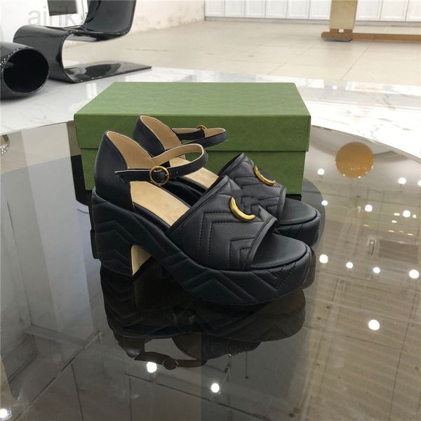 

classic women heels sandals thick bottom dress shoes alphabet lady slippers leather high heel slides fashion beach 2023, Black