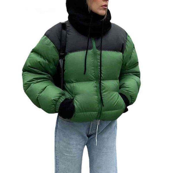 

brand designer chrom warm thick demiseason womens winter coats puffer down jacket for women parkas cotton female clothing green 2022, Black