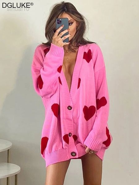 

heart flowers long vest women long sleeves single breasted oversized sweater korean fashion knitted women winter jackets 2022 l220725, White