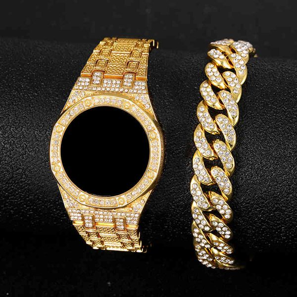 Iced Out Men assistir a marca de luxo da moda led led digital Watch Men Gold Steel Bandwatch Relloguios Masculino Masculino