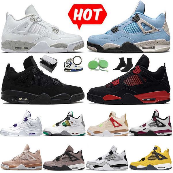 

university blue jorda 4 mens women basketball shoes jumpman 4 fire red thunder white oreo metallic purple black cat shimmer starfish