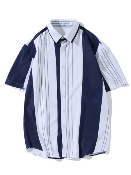 

men striped color block shirt i7bb#, White;black