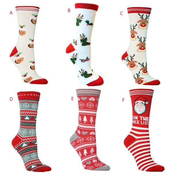 

6 colors christmas socks tree bear snowflake design cotton lover sock, Pink;yellow