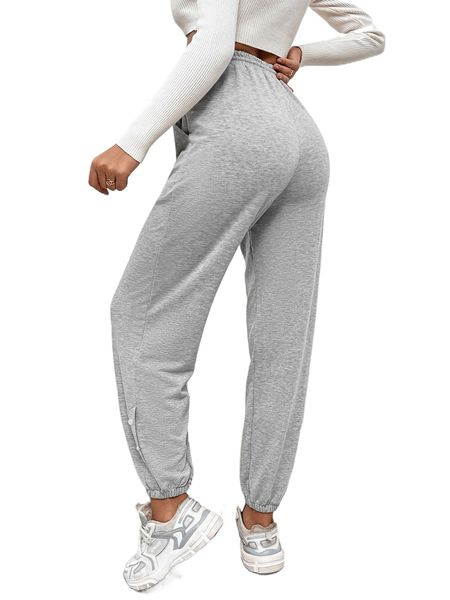 

slant pocket drawstring waist sweatpants o32w#, Black;white