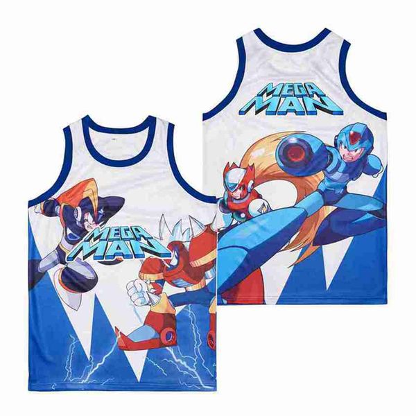 

movie basketball jerseys megaman retro jersey mens size s-xxl, Black;red