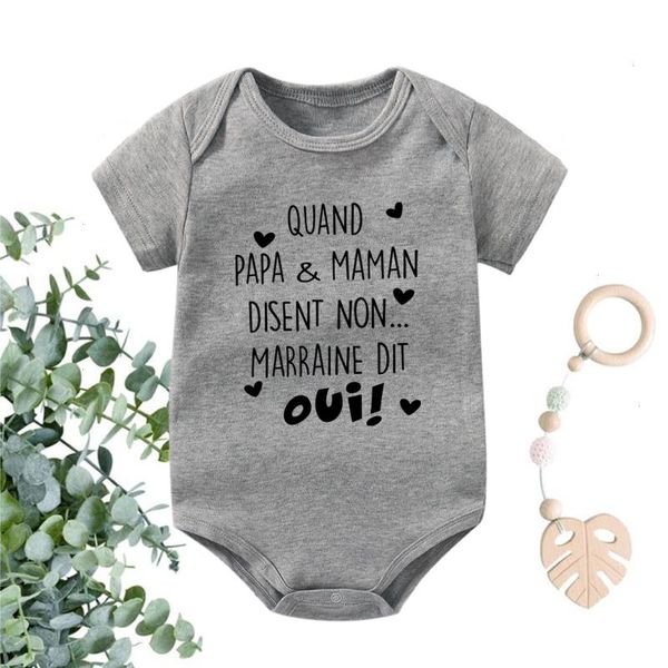

funny newborn bodysuits quand papa rompers amp maman disent non marraine dit oui body baby romper onesies toddler boys girls, Blue