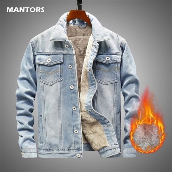

winter men's denim jacket casual streetwear men hip hop jeans jacket warm fleece coat winter mens slim denim coat outerwear 201218, Black;brown