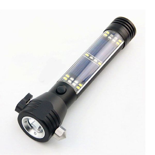 Алюминиевый солнечный фонарик с безопасной молотком Многофункциональный открытый аварийный светильник USB аккумуляторная мощность банка компас