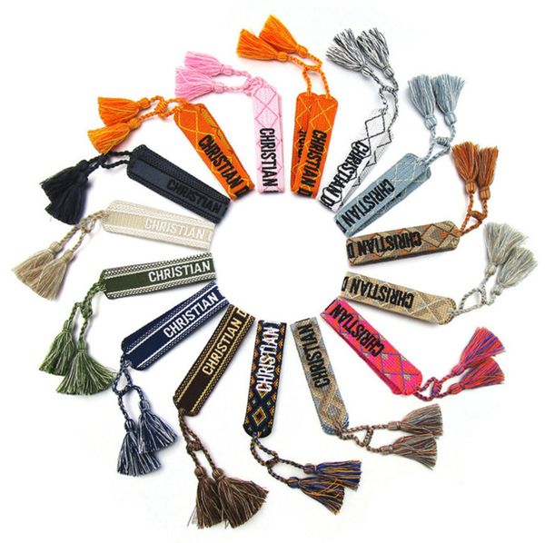 

fashion brand classic bangles jewelry men women handmade cotton signture embroidery luxury bracelets designer woven bangle fabrics bracelet, Black