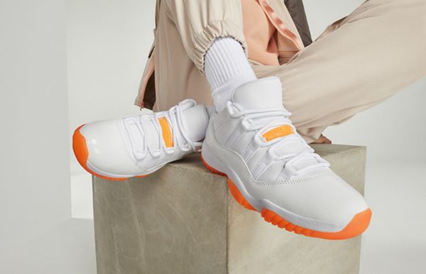 

brand shoes jumpman 11 retro low white/bright citrus sneakers women mens basketball gym training original accessories, White;red