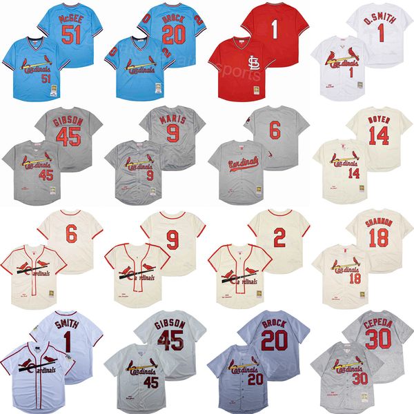 

baseball retro 45 bob gibson jersey 6 stan musial 20 lou brock 51 willie mcgee 9 roger maris 14 ken boyer 18 mike shannon orlando cepeda 1 o, Blue;black
