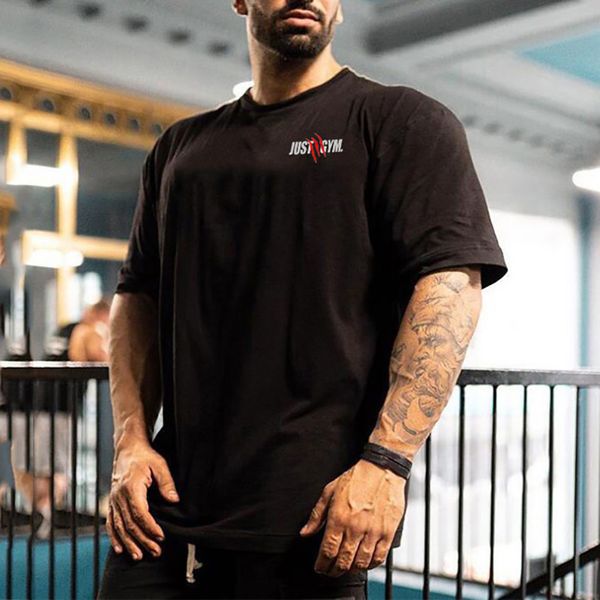 

oversized t shirt men summer gym clothing bodybuilding fitness loose casual lifestyle wear tshirt streetwear hiphop tshirt220622, White;black