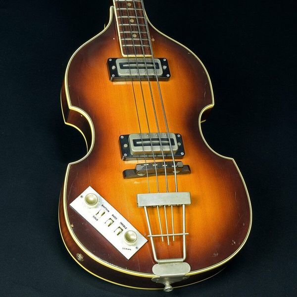 

used hofner 1980s 500/1 lefty sunburst electric bass guitar