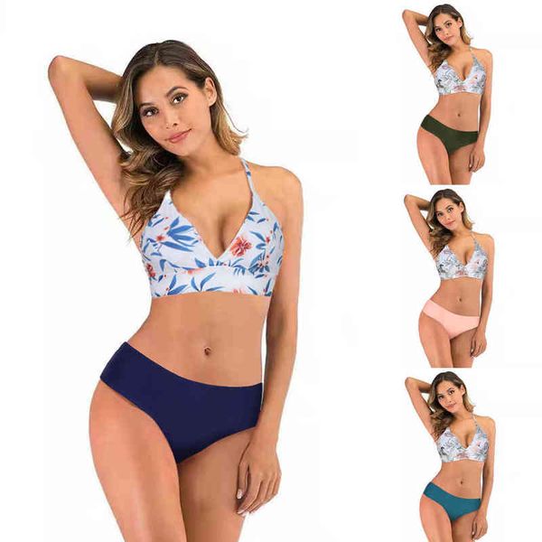 

women's 2022 bikini split swimsuit double-sided digital printing xq2224, White;black