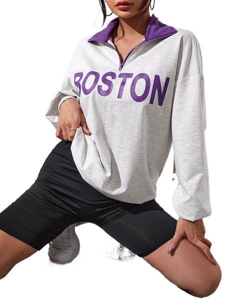 

drop shoulder letter graphic sweatshirt q61t#, Black