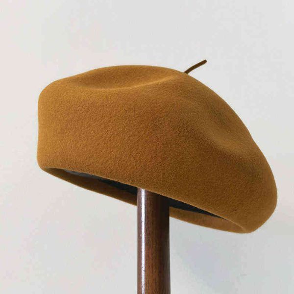 Hapéu de inverno mais quente Mulheres negras Fedora Hat Hatard Box Cap boné formal de lã grossa chapéu de boina francesa de cor sólida Cap J220722