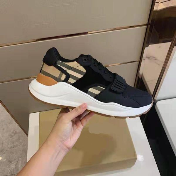 

designer shoes autumn and winter new products velcro classic plaid sneakers cotton plaid rubber outsole comfortable lightweight, Black