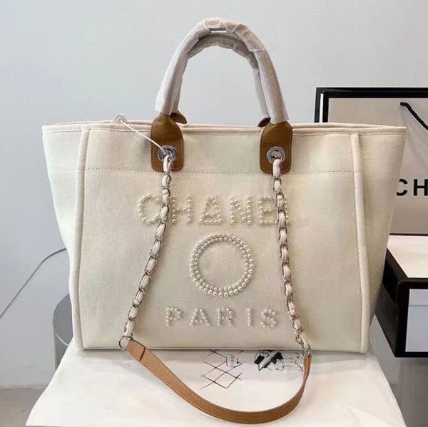 

brand classic luxury ch beach bags canvas pearl evening bag designer portable shopping large capacity handbag women handbags label backpack