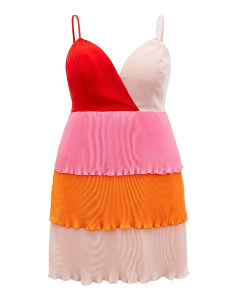 

color block lettuce trim layered hem cami dress t7eh#, Black