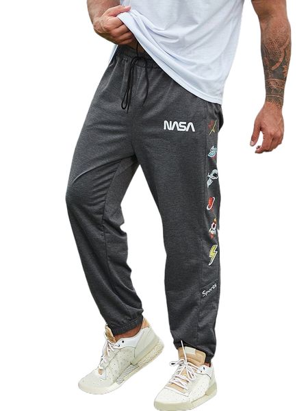 

extended sizes men cartoon & letter graphic sweatpants q2wb#, Black
