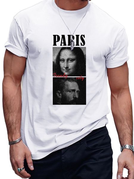 

men figure & letter graphic tee u91y#, White;black