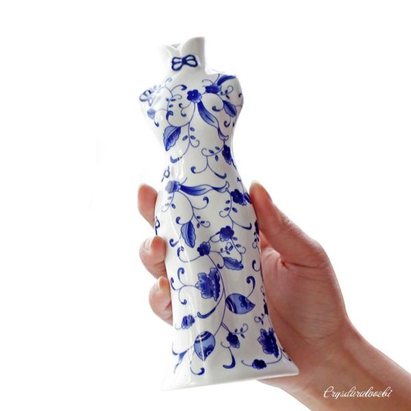 Vasos tradicionais de porcelana chinesa Jardiniere Receptáculo Decoração da casa Vaso de flor azul e cerâmica branca Antigo