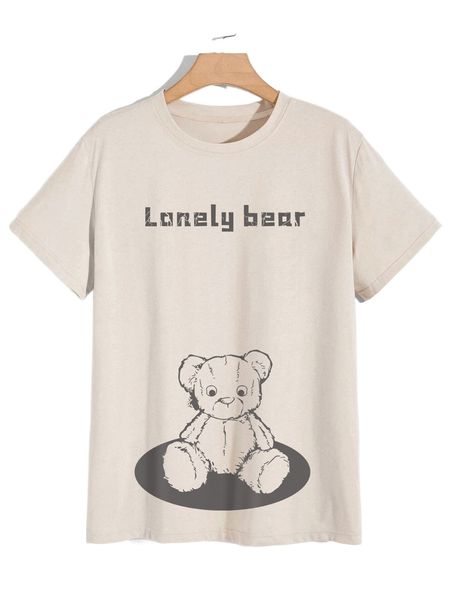 

romwe guys bear print tee s1n1#, White;black
