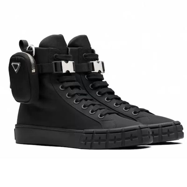 

designer sneakers wheels nylon men and women platform casual shoes high with pack combat boots designer shoes boots sneakers, Black