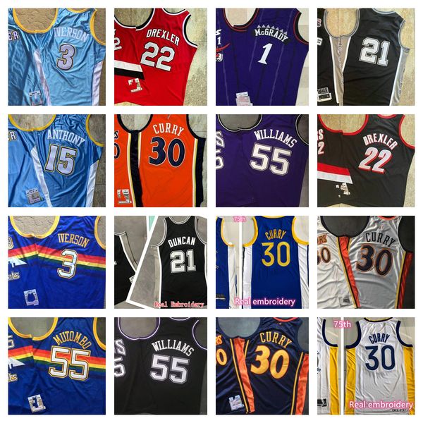 

authentic stitched retro mitchell and ness basketball jerseys carmelo anthony iverson mutombo stephen curry allen iverson clyde drexler jaso, Black;red