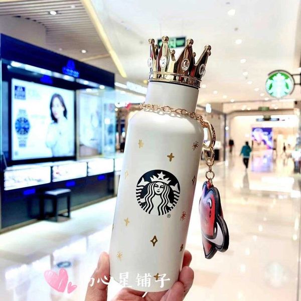 

limited starbucks 2021 valentine's day gift crown stainless steel thermos cup portable chain portable accompanying cup