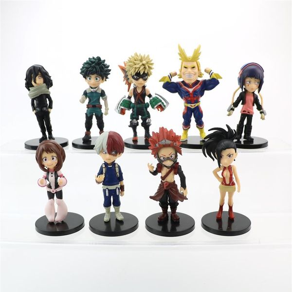 

9pcs set my hero academia anime 3" action & toy figures midoriya izuku bakugou model toys new202z