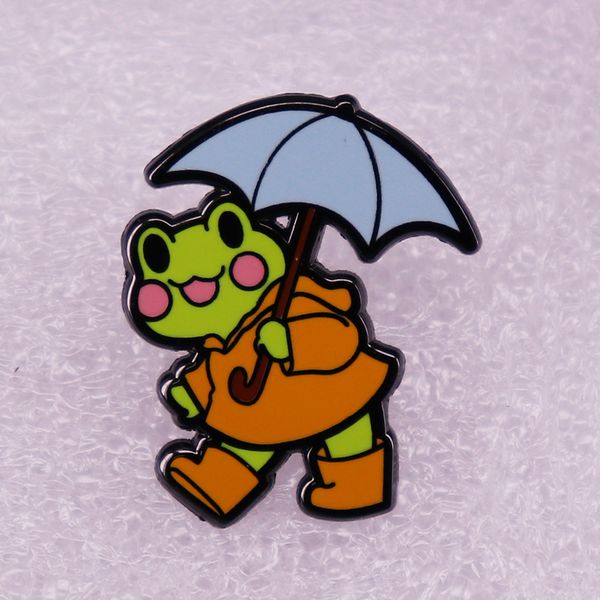

lovely frog umbrella brooch, Blue