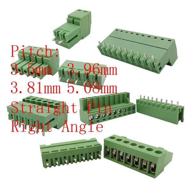 Altri accessori per illuminazione 5 paia passo 3,5 mm 3,81 mm 3,96 mm 5,08 mm PCB Morsettiera a vite Connettore Pin dritto/Angolo retto 2-12 Pin Termin