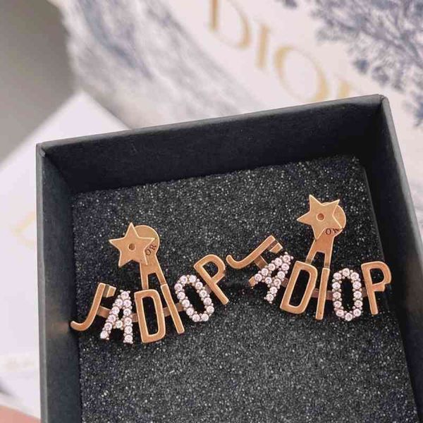 

factory wholesale new s925 silver needle five pointed star letter two earrings high sense sweet temperament earrings can, Golden