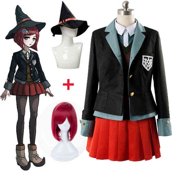 

cosplay de yumeno himiko conjunto completo de trajes de halloween chaqueta camisa chaleco falda l220714, Black;red