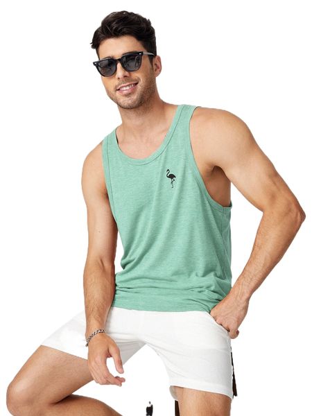 

men flamingo print tank u2lw#, White;black