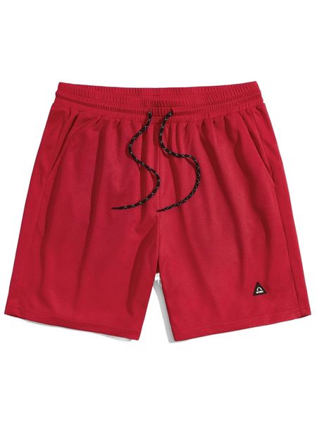 

men patch detail drawstring waist track shorts o1ss#, White;black