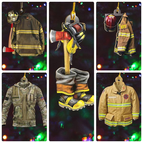 Holz-Feuerrettungsanzug, Weihnachtsbaum-Anhänger, Auto-Innenraum, Feuer, Hydrant, Feuer, Stiefel, Anhänger, Inventar, Großhandel