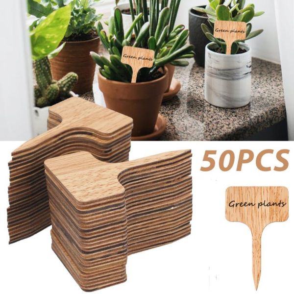 Decorações de jardim por atacado Etiquetas de planta de bambu para etiquetas externas impermeabilizadas a água de 2,36x4 polegadas T do tipo T marcadores de madeira viveiro de vegetais de flores SN4571