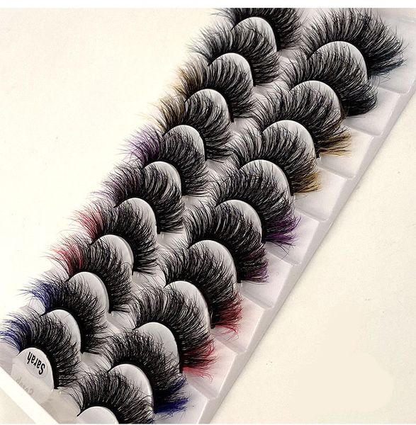 

thick multilayer crisscross color false eyelashes extensions 10 pairs set soft light reusable hand made curly mink fake lashes makeup for ey