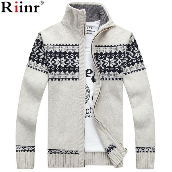 

riinr 2019 new arrivals casual sweater men striped christmas sweater windbreaker warm fashion cardigan men sweaters 201110, White;black